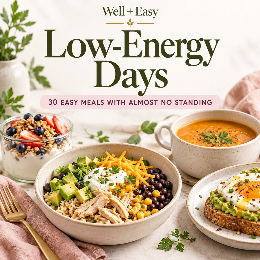 Low-Energy Days: 30 Easy Meals With Almost No Standing cover