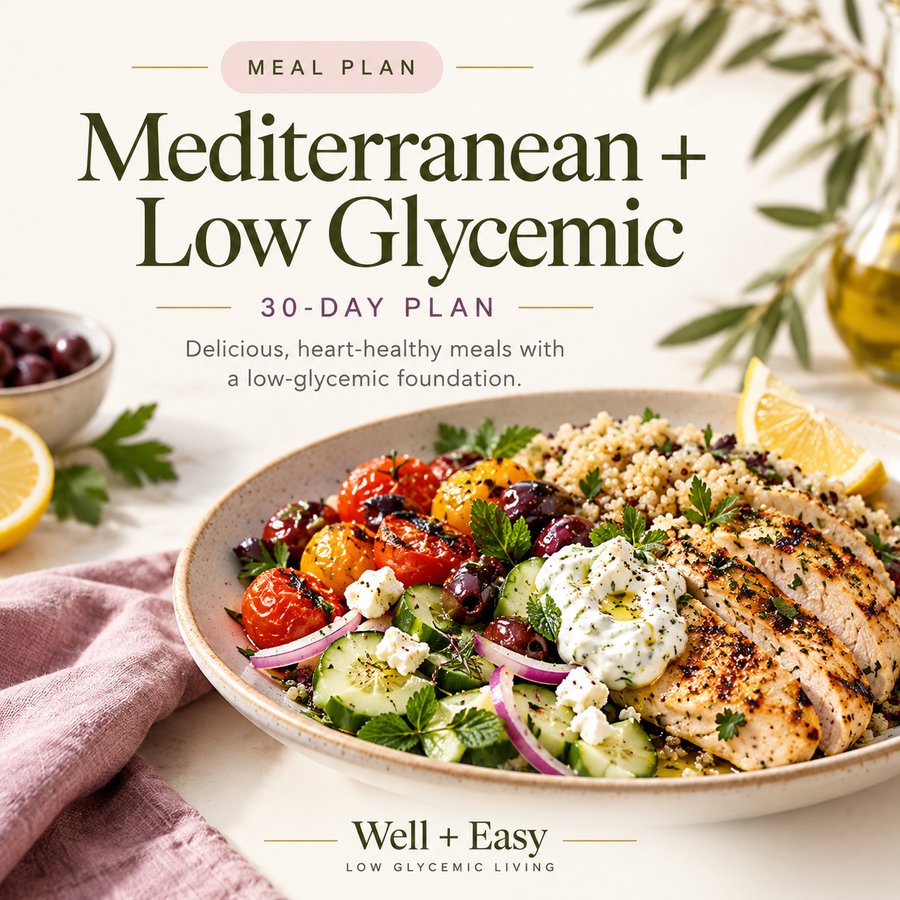 Mediterranean + Low-GI 30-Day Plan cover